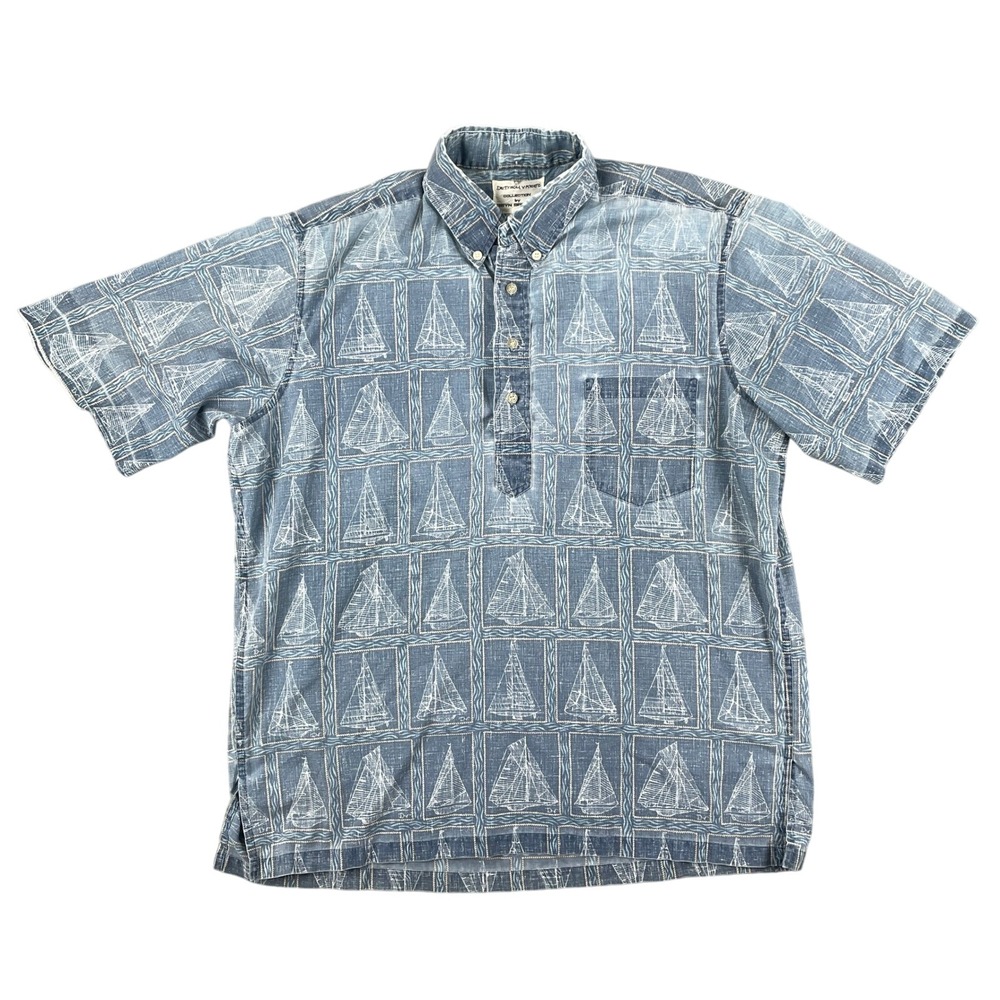 Reyn Spooner, Dietrich Varez Collection Shirt Men L Blue Sailboat Graphic Hawaii